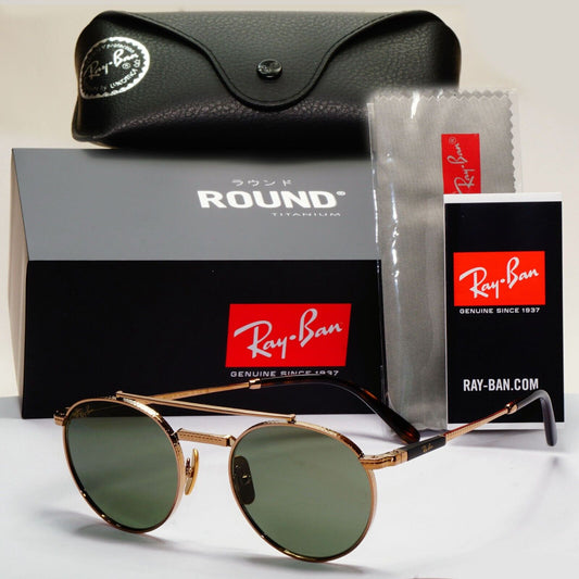 Ray-Ban Sunglasses Round II Titanium Gold Arista Green RB 8237 3138/52 50mm