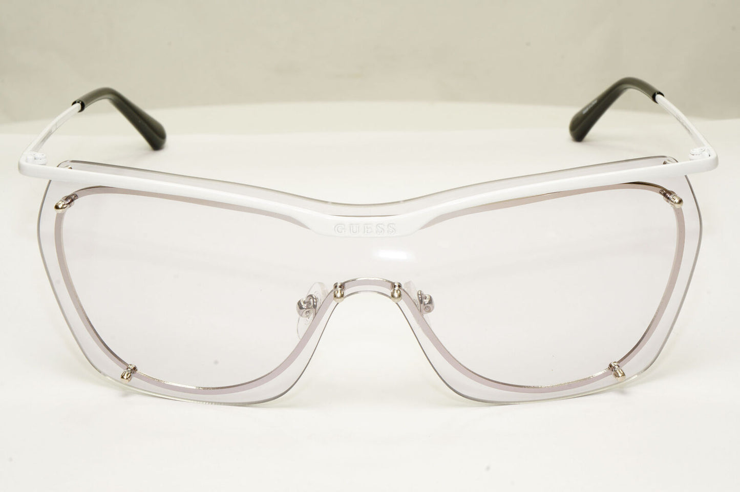 Guess Sunglasses Shield White Lilac Light Tint Visor Mask Womens GU 7720 21C