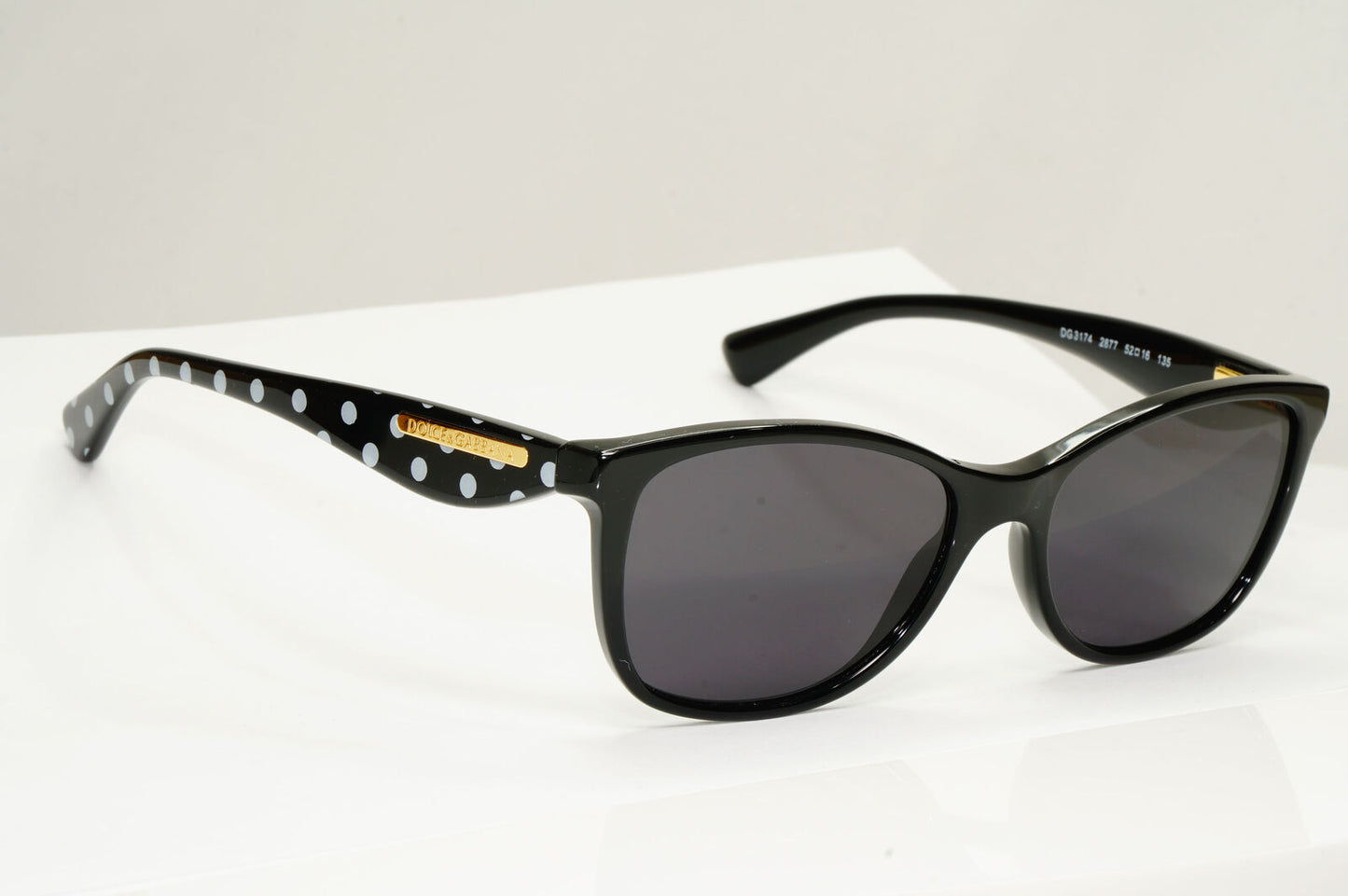 Dolce & Gabbana Black Sunglasses Polka Dot Gold Square DG 3174 2877 250123