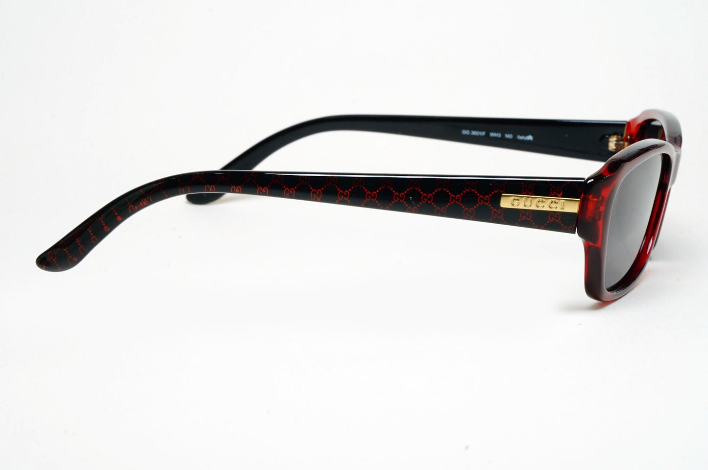 Gucci Sunglasses 2007 Vintage Black Red Monogram Rectangle GG 3601/F WH3