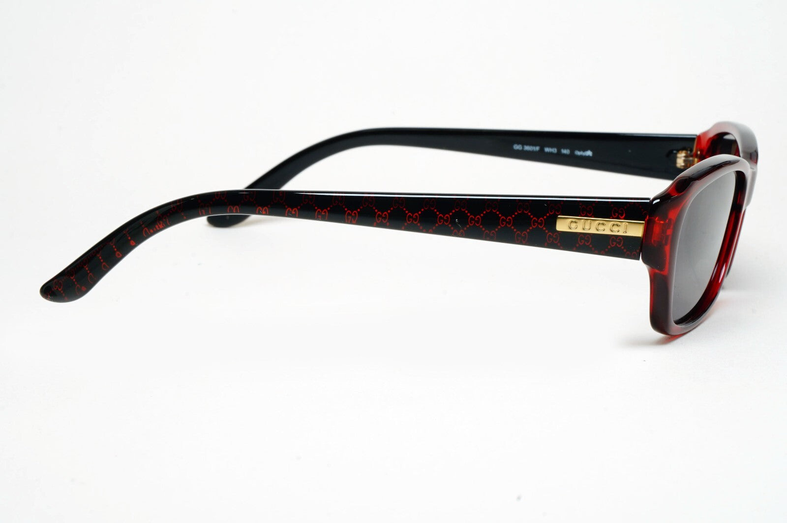 Gucci Sunglasses 2007 Vintage Black Red Monogram Rectangle GG 3601/F WH3