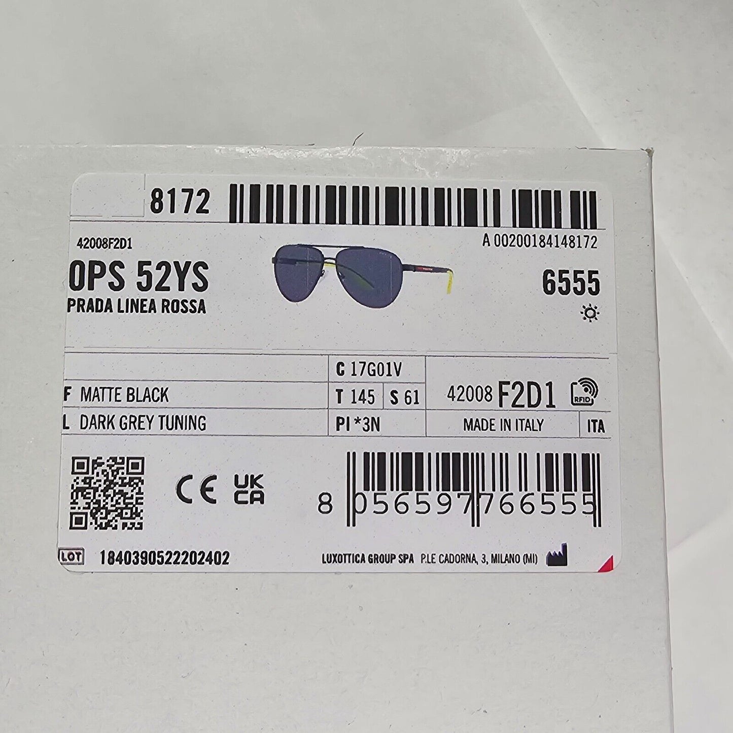 Prada Sunglasses Tuning Tint Pilot Black Grey Green PS52YS SPS 52Y 17G-01V [A]