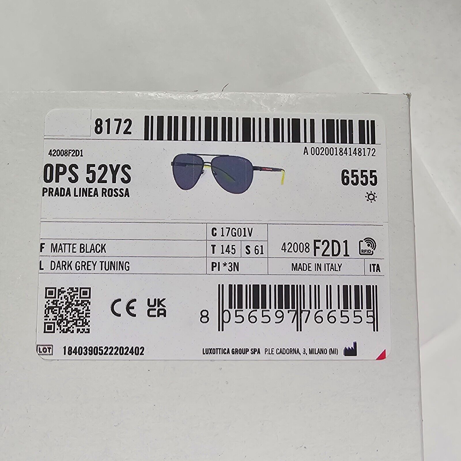Prada Sunglasses Tuning Tint Pilot Black Grey Green PS52YS SPS 52Y 17G-01V [A]
