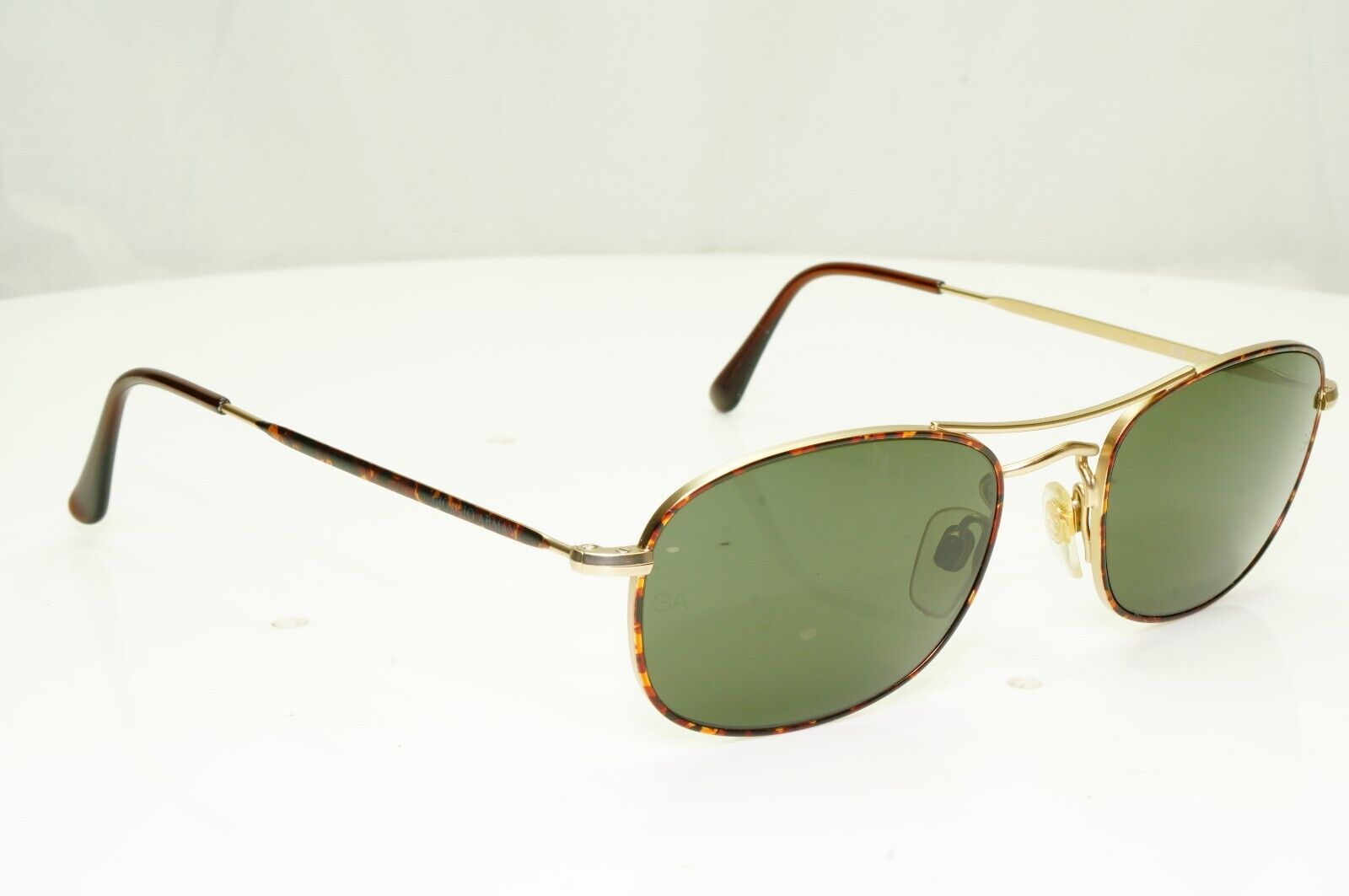 Giorgio Armani 1997 Vintage Sunglasses Gold Green Tortoise Brown Pilot 635 833