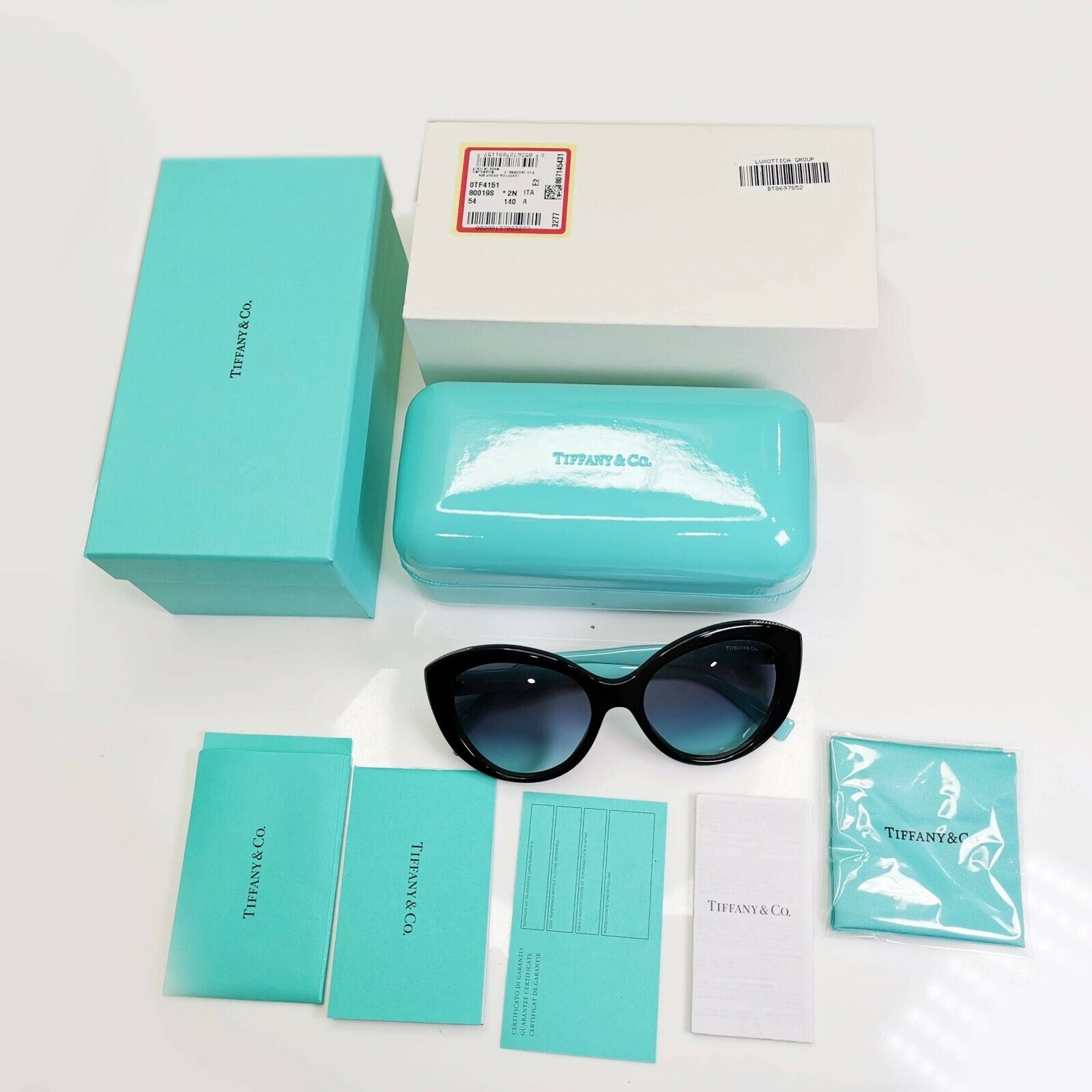 Tiffany & Co Blue Black Gradient Sunglasses Silver Diamond Point TF 4151 8001/9S