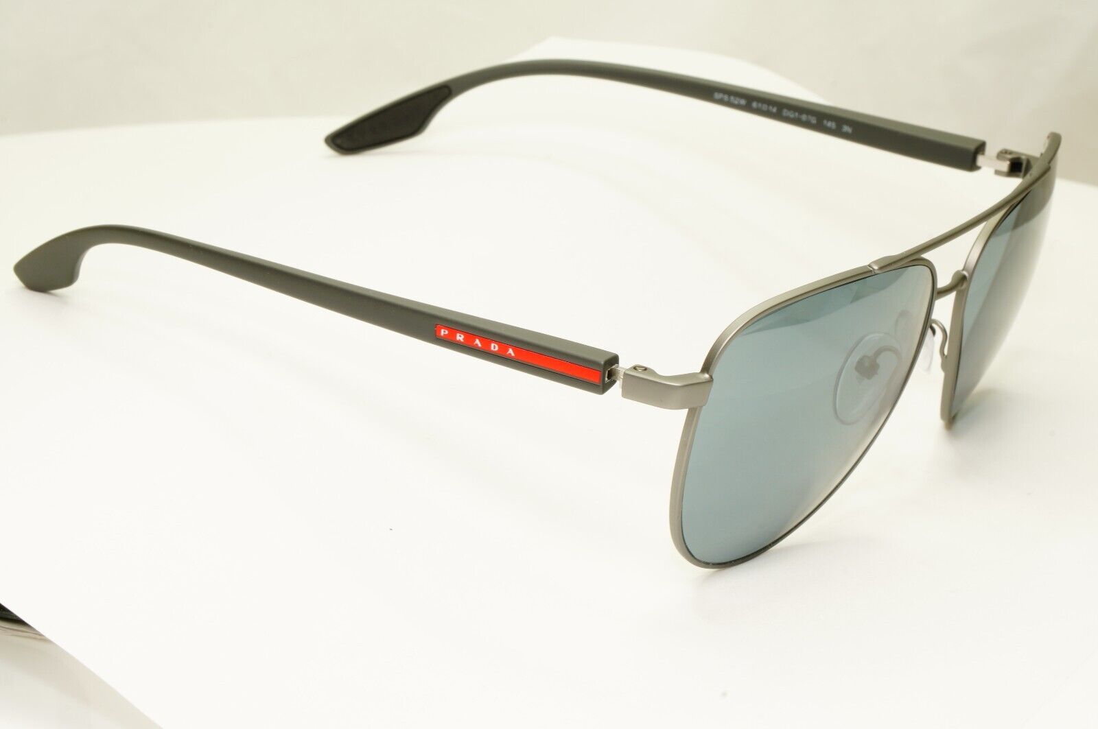 Prada Grey Mirror Sunglasses Pilot Gunmetal Silver Mens SPS 52W PS52WS DG1-07G