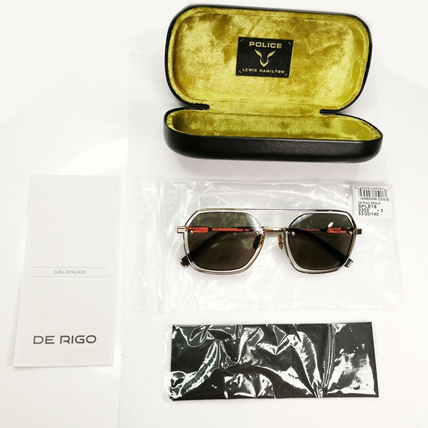 Police Lewis Hamilton F1 Sunglasses Gold Grey Square Pilot SPL E18 COL 0302