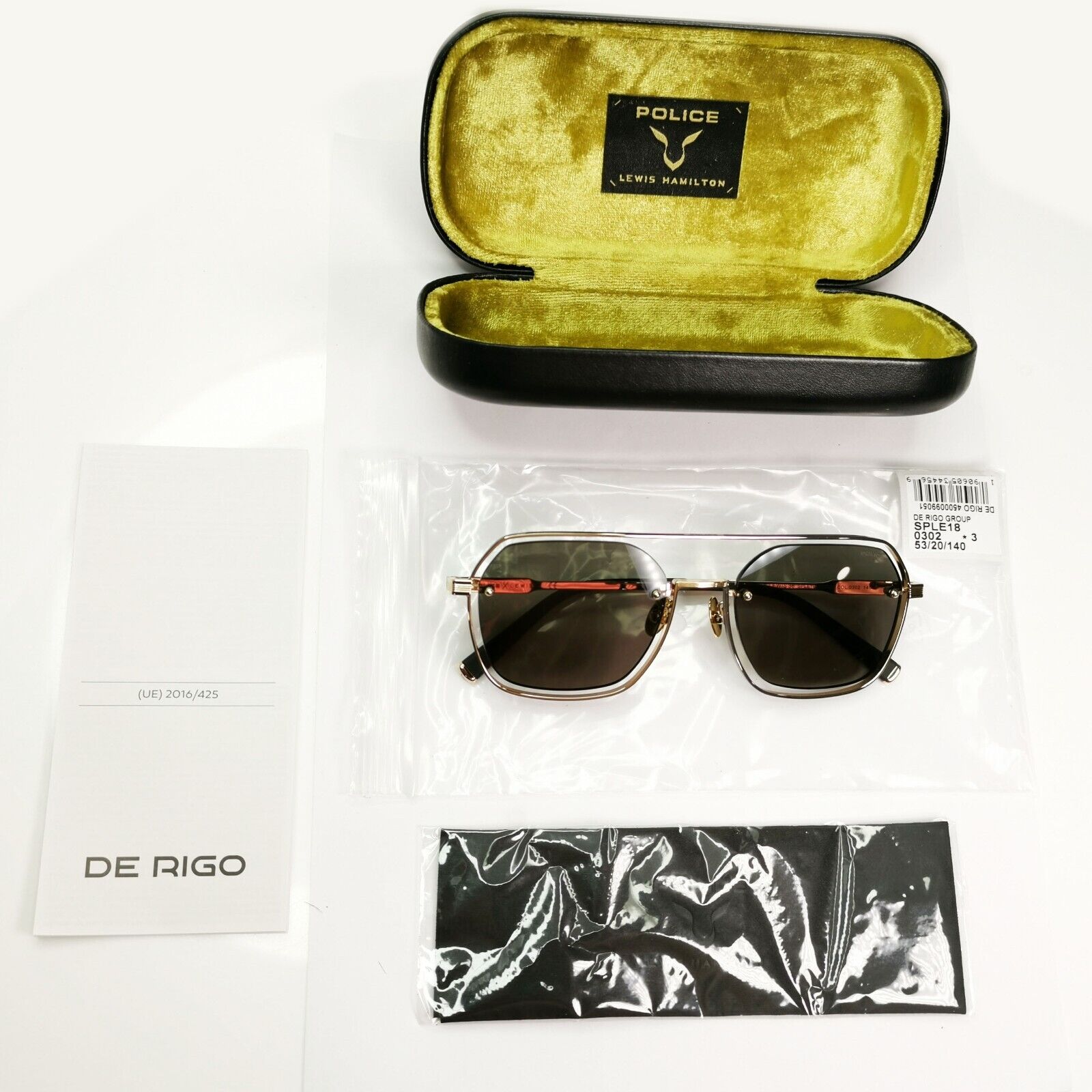 Police Lewis Hamilton F1 Sunglasses Gold Grey Square Pilot SPL E18 COL 0302