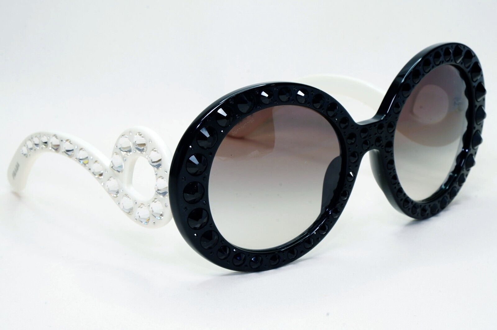 Prada Sunglasses Baroque Ornate Swirl White Black PR31PS SPR 31P 7S3-0A7  311024