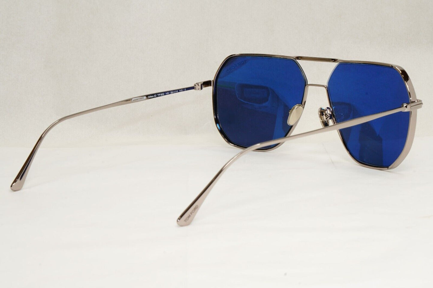 Tom Ford Sunglasses Gilles-02 Silver Dark Blue Metal Pilot TF 852 14V 59mm [A]