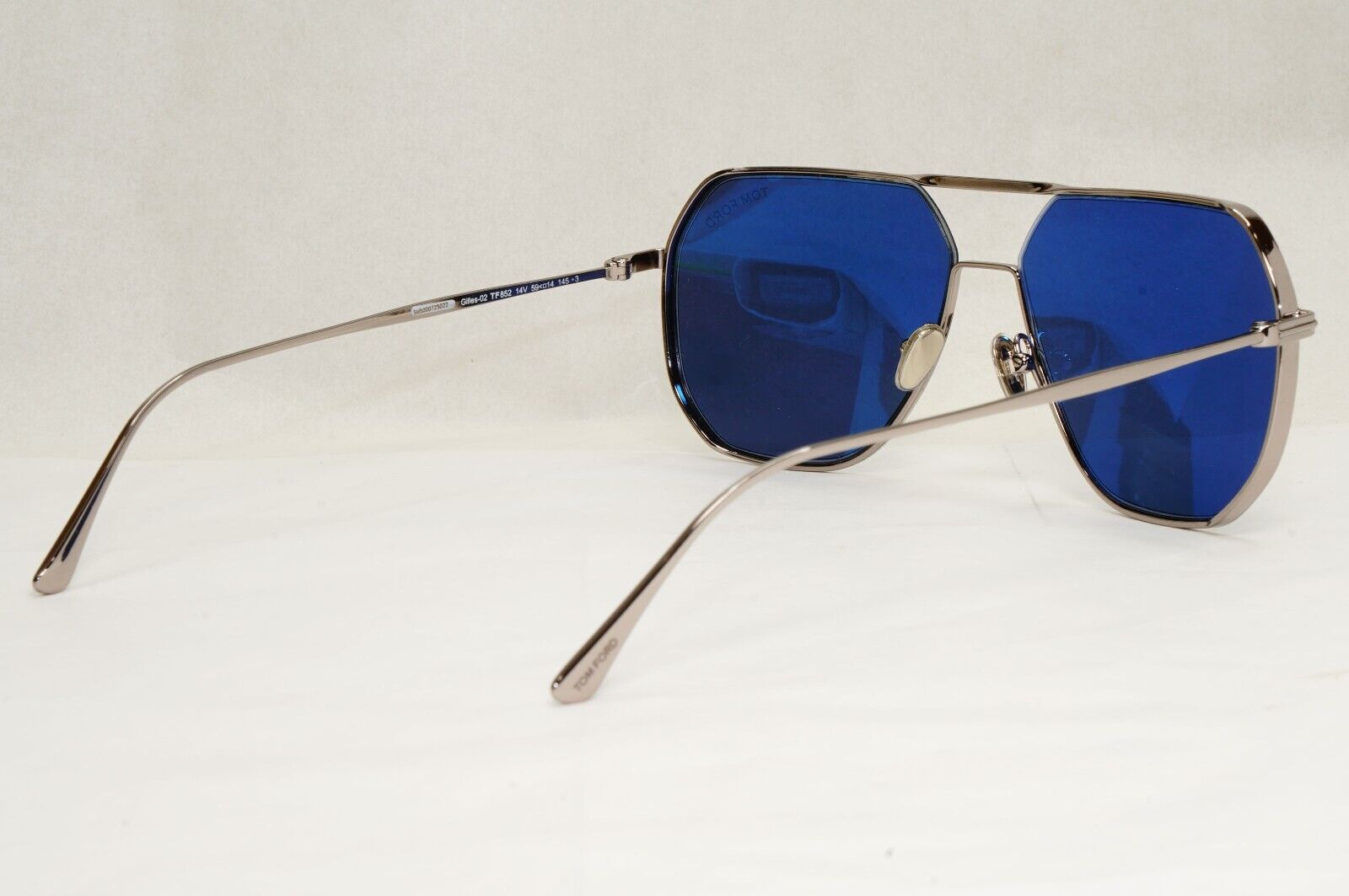 Tom Ford Sunglasses Gilles-02 Silver Dark Blue Metal Pilot TF 852 14V 59mm [A]