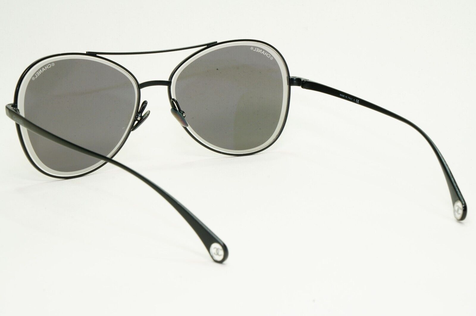 Chanel Sunglasses Black Matte Grey Pilot Metal Designer 4260 c.101/EG 59mm