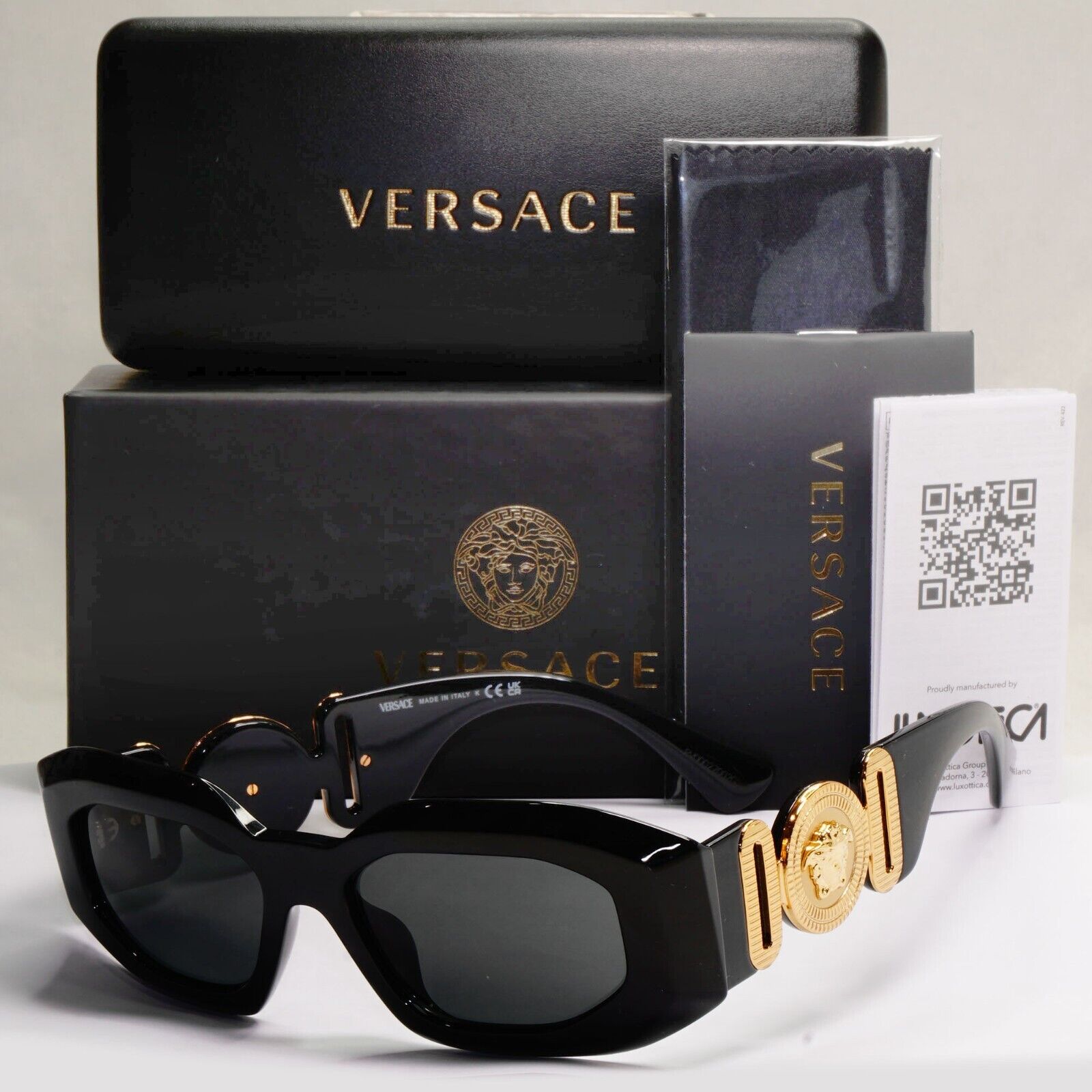 Versace Sunglasses Black Gold Medusa Heavy Large Biggie MOD VE 4425U GB1/87
