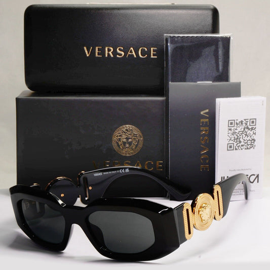 Versace Sunglasses Black Gold Medusa Heavy Large Biggie MOD VE 4425U GB1/87