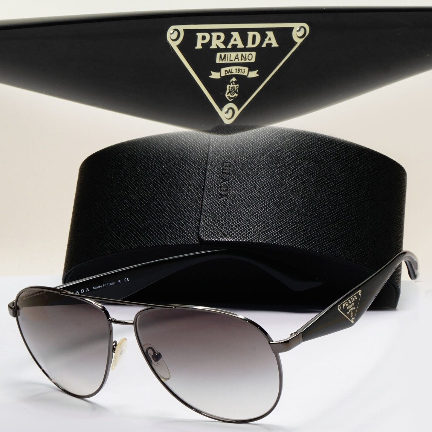 Prada Sunglasses Triangle Logo Pilot Black Grey PR53QS SPR 53Q 5AV-0A7 281024