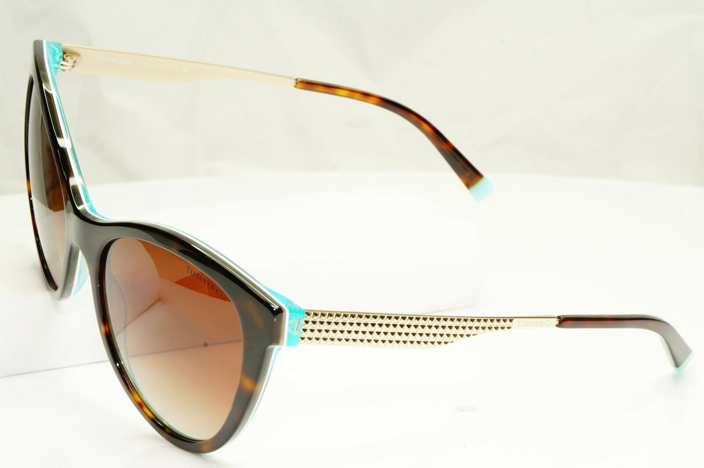 Tiffany & Co Gold Brown Tortoise Havana Sunglasses Diamond Point TF 4159 8275/3B