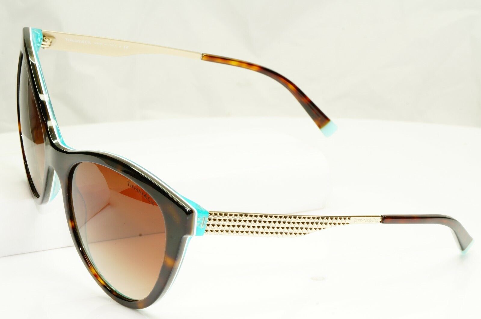 Tiffany & Co Gold Brown Tortoise Havana Sunglasses Diamond Point TF 4159 8275/3B