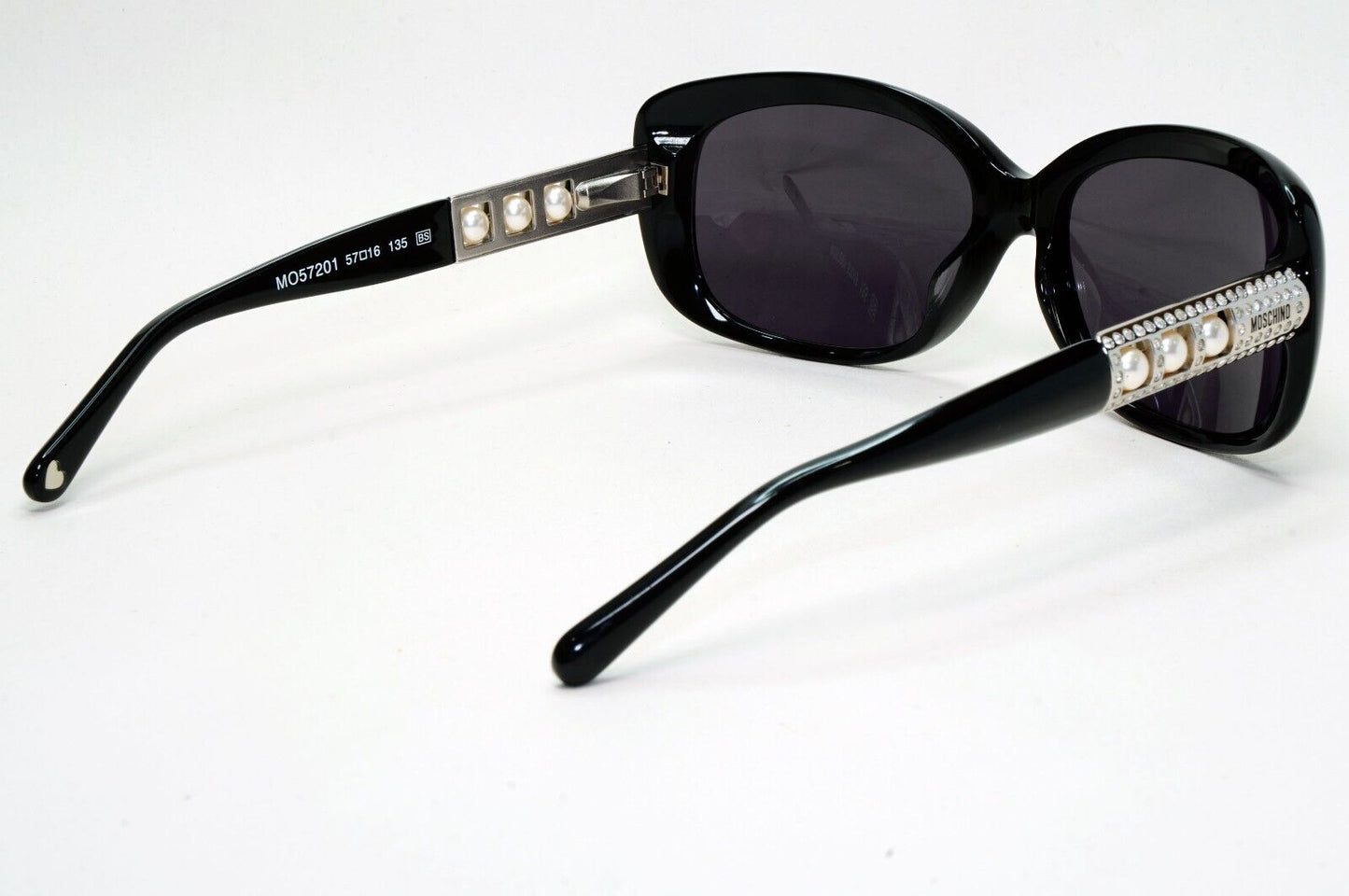 Moschino Sunglasses 2005 Vintage Black Silver Pearl Square MO572 01 101124