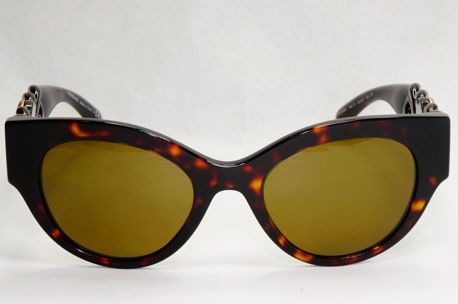 Versace Sunglasses Chain Dark Brown Tortoise Medusa Gold MOD VE 4408 108/73 52mm