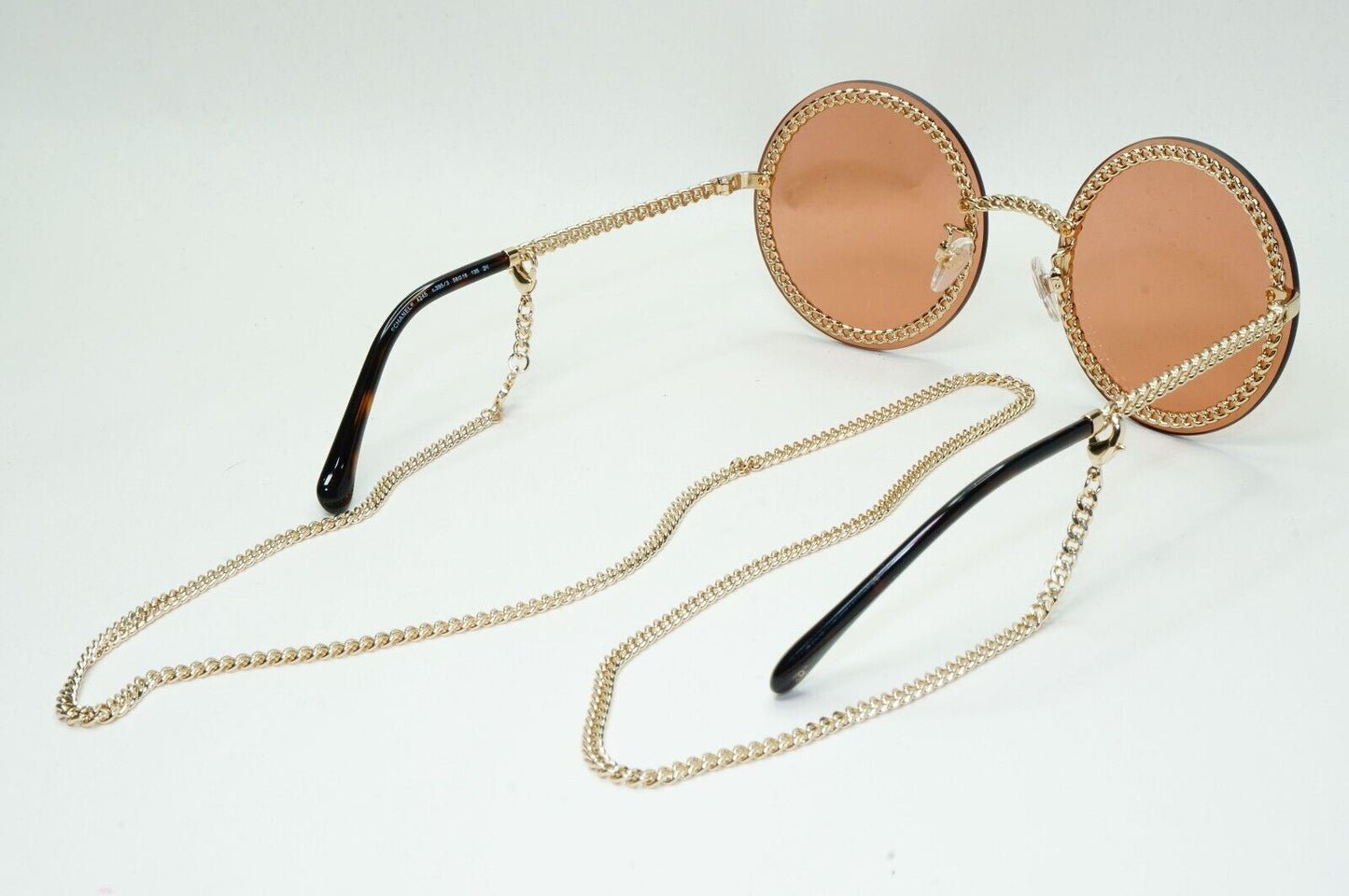 Chanel Sunglasses Chain Gold Brown Round Rimless 4245 c.395/3 311024