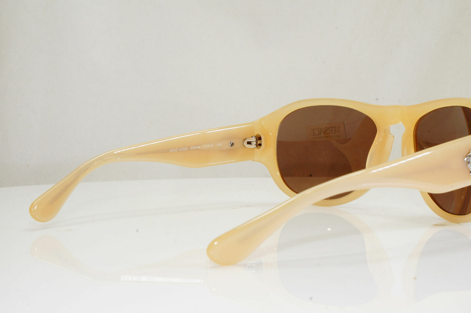 Versace Nude Silver Medusa Beige Sunglasses Square Womens 4058 329/3 28505