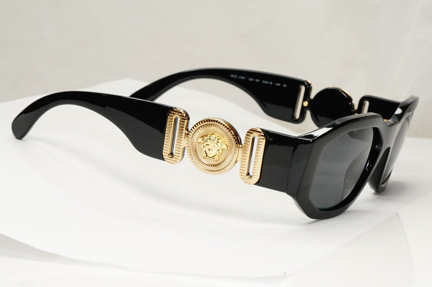 Versace Sunglasses Black Gold Medusa Square Retro Biggie MOD VE 4361 GB1/87