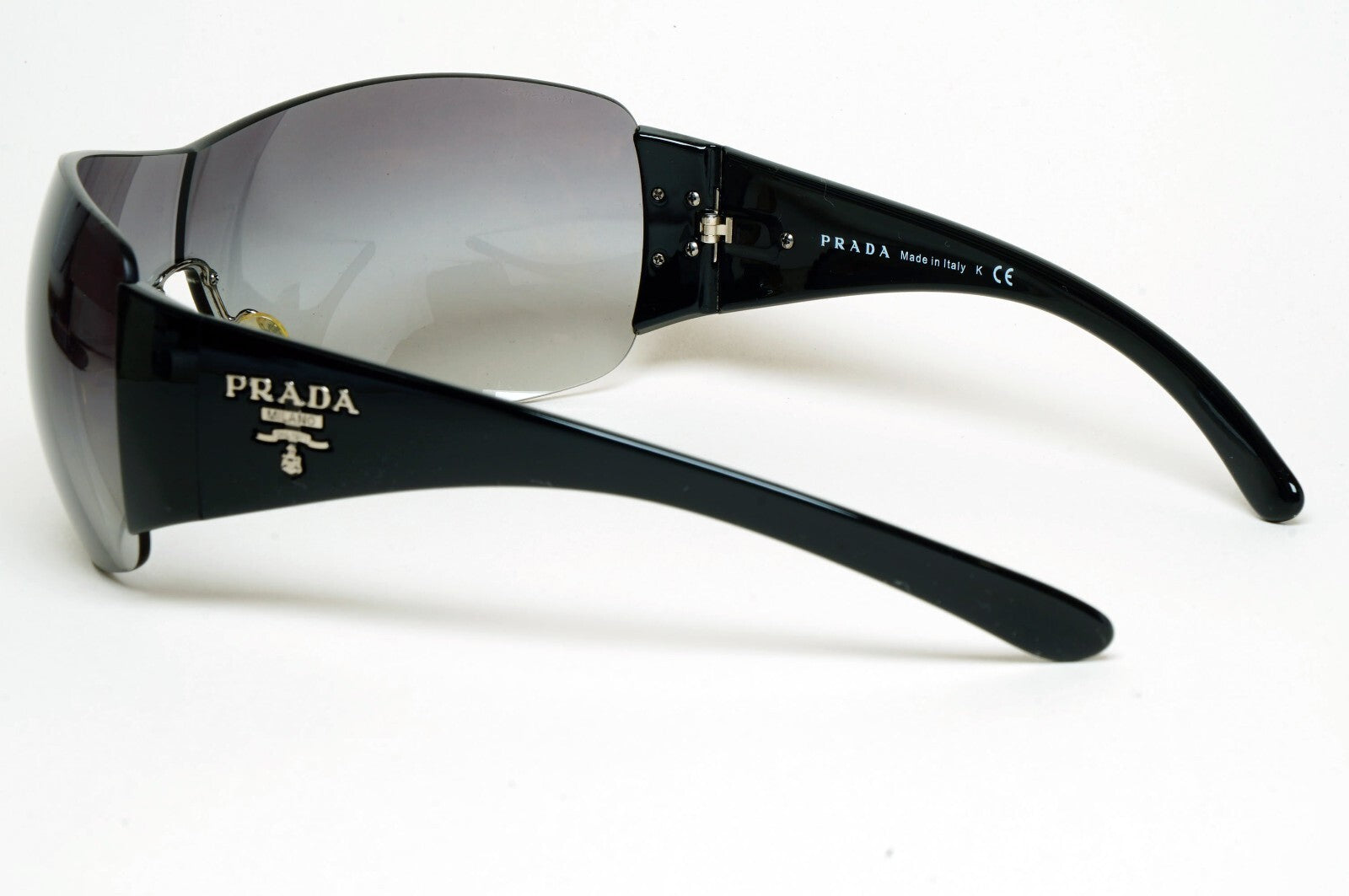 Prada Sunglasses 2012 Black Grey Wrap Shield PR22MS SPR 22M 1AB-3M1 130225