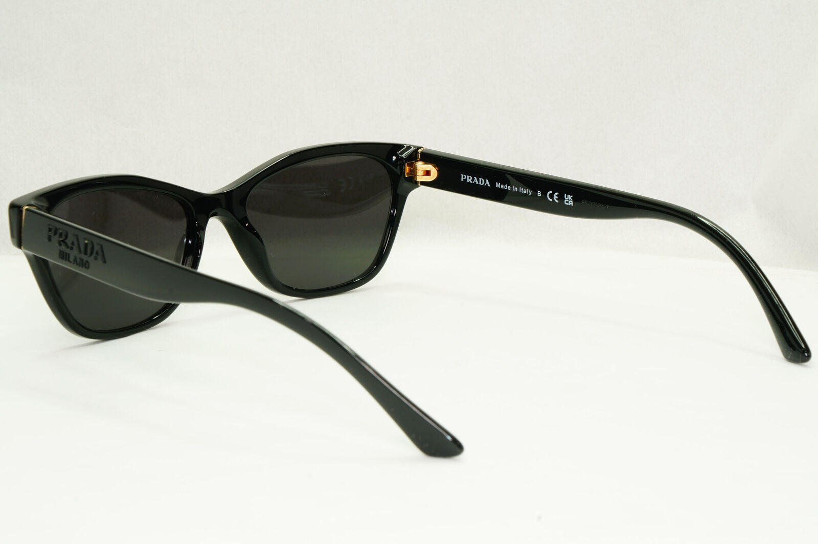Prada Sunglasses Black Glossy Rectangle Fashion PR03WV VPR 03W 1AB-1O1 51mm