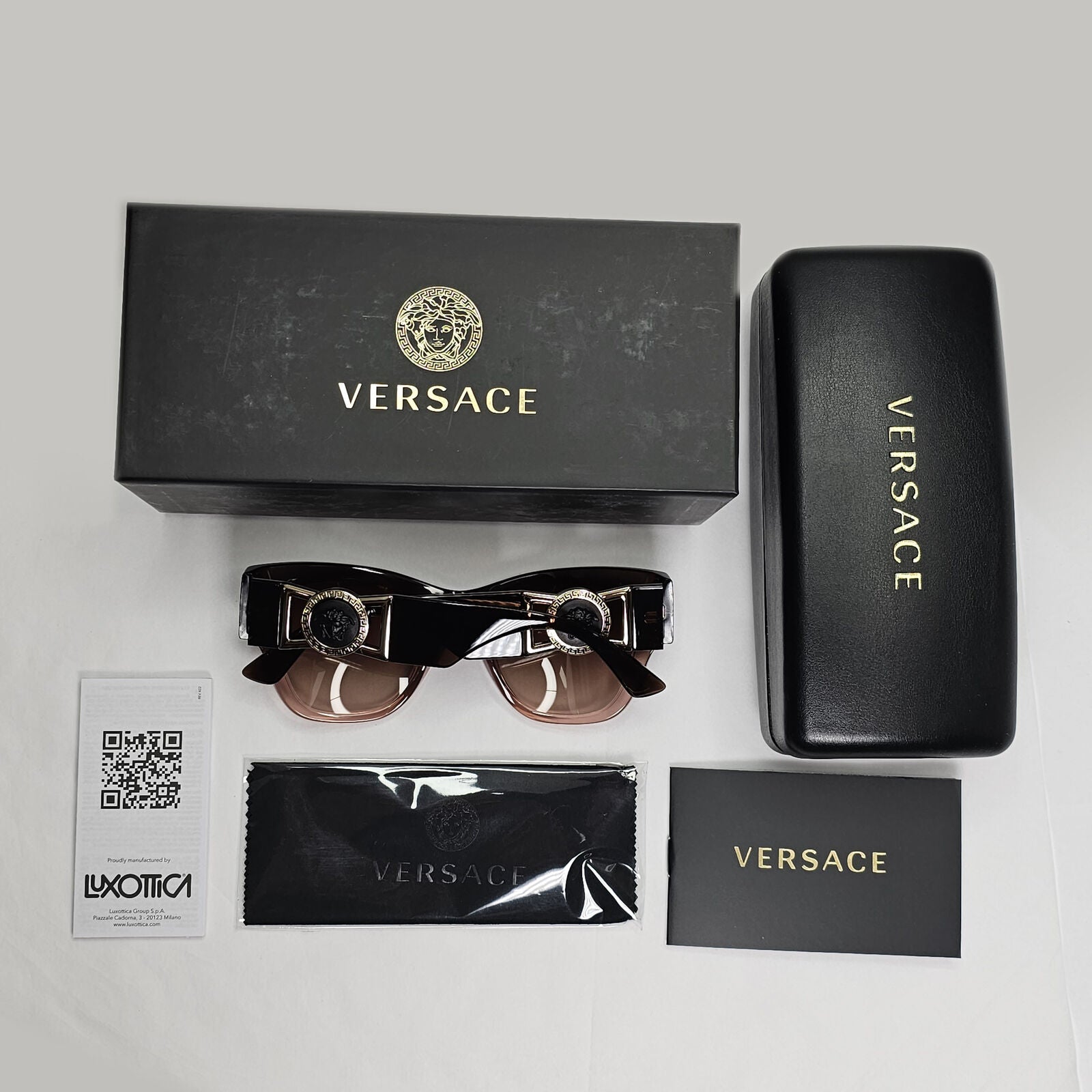 Versace Sunglasses Brown Gold Medus Square Transparent MOD VE 4415-U 5332/13