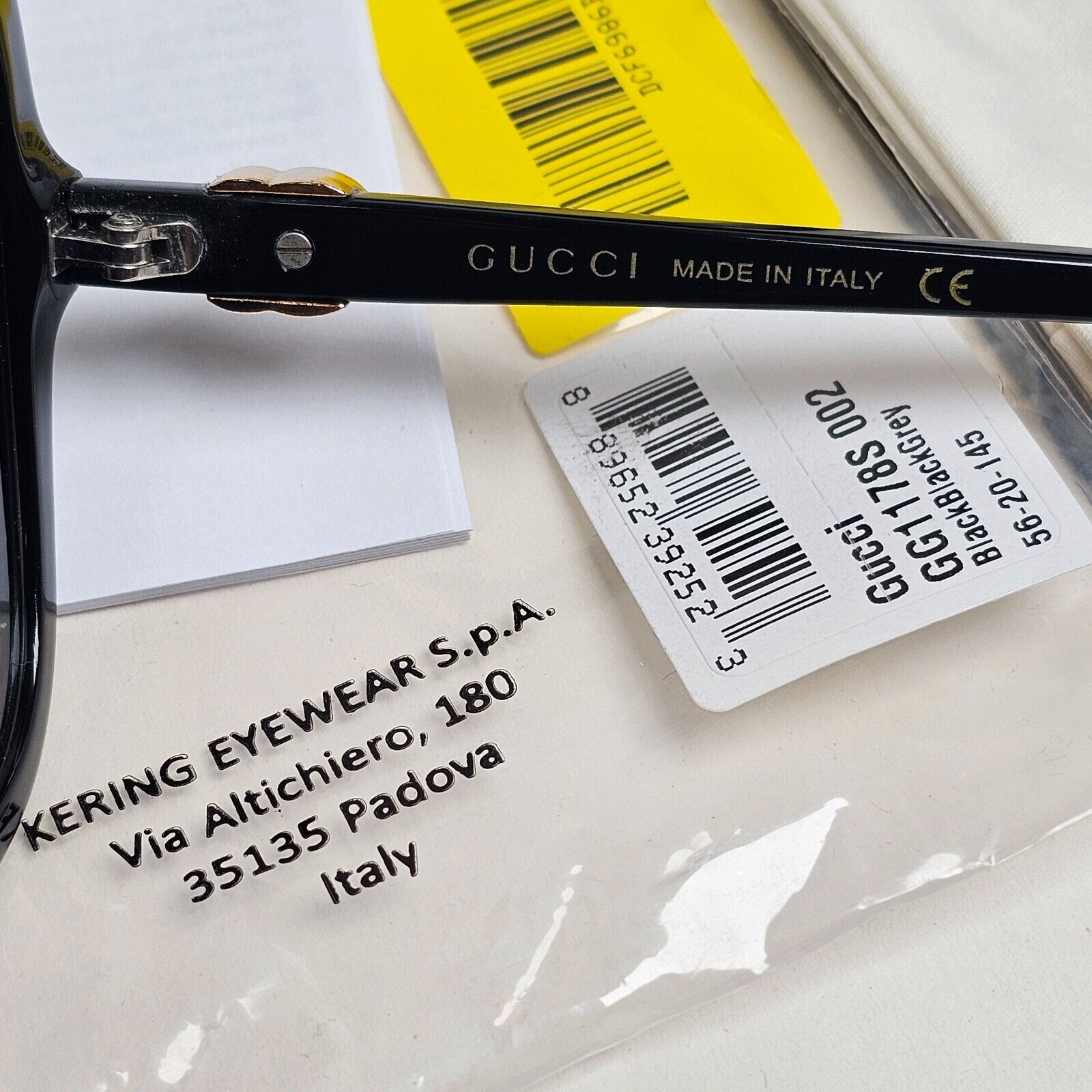 Gucci Sunglasses Oversized Grey Gradient Large Square Gold GG1178S 002 56mm