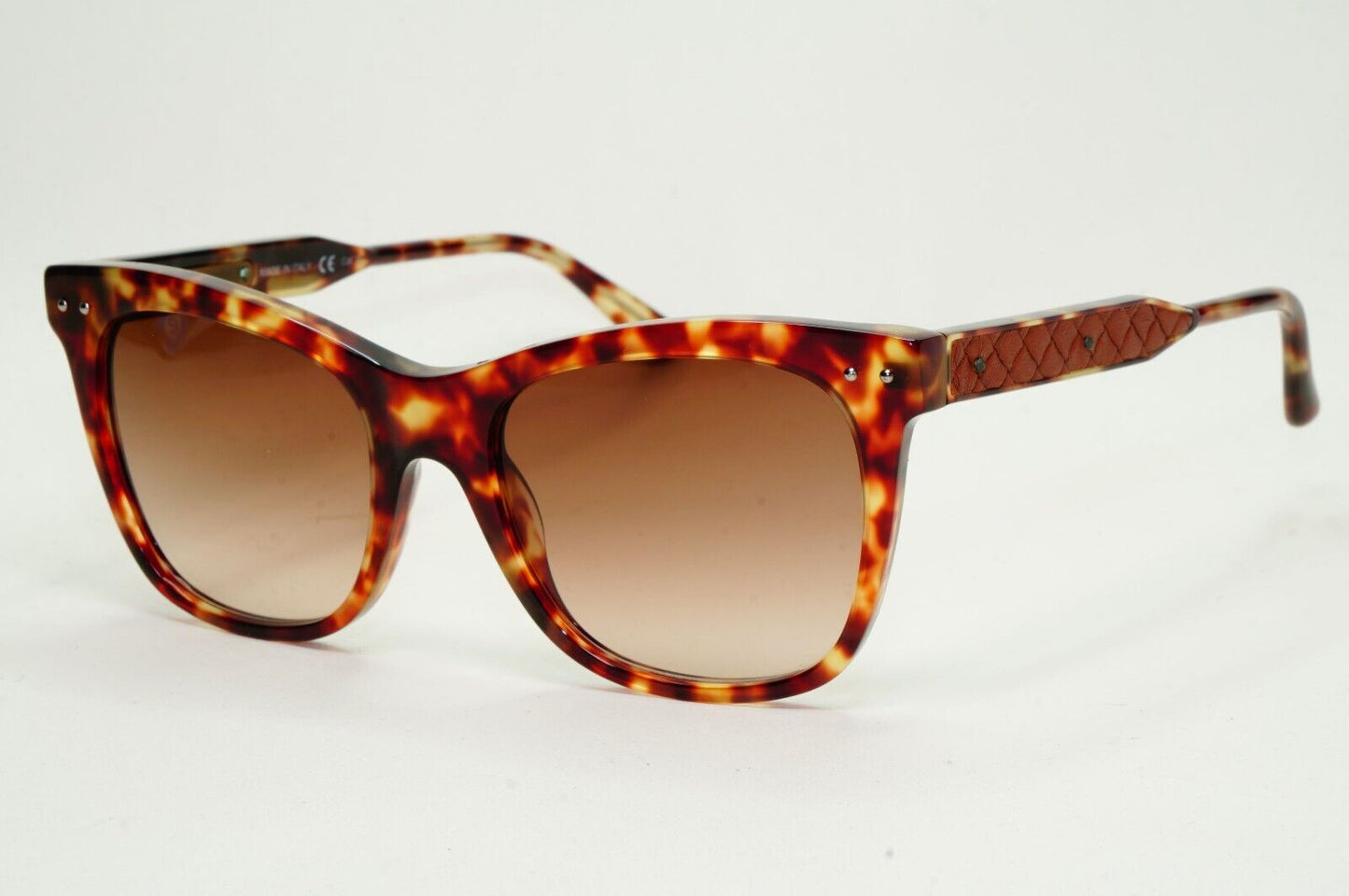 Bottega Veneta Sunglasses Brown Tortoiseshell Leather Square BV 0034S 003 081024