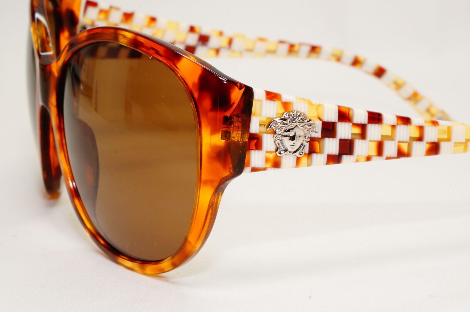 Versace Sunglasses 2012 Vintage Square Brown Chequered MOD 4208 928/73 021124