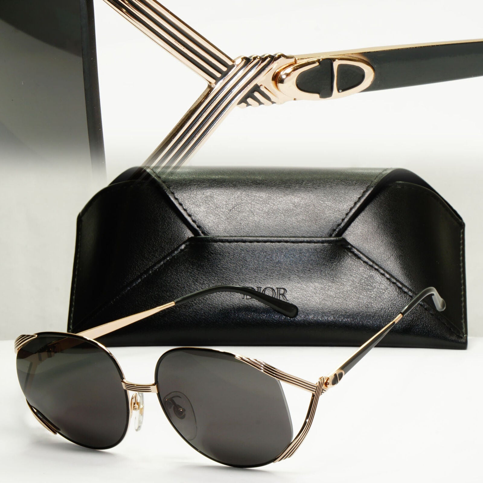 Dior 1990s Vintage Sunglasses Austria Gold Black Retro Square 2387 49 251122