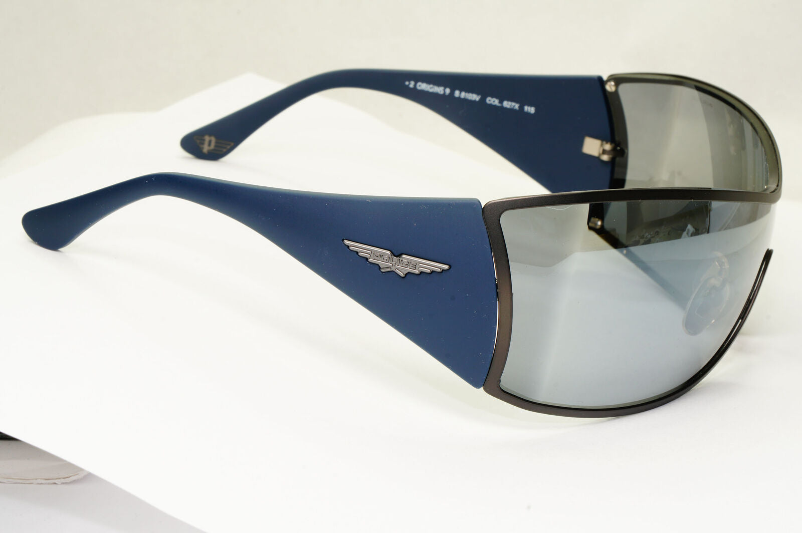 Police Sunglasses Silver Shield Visor Large Blue Origins 9 S8103V COL 627X