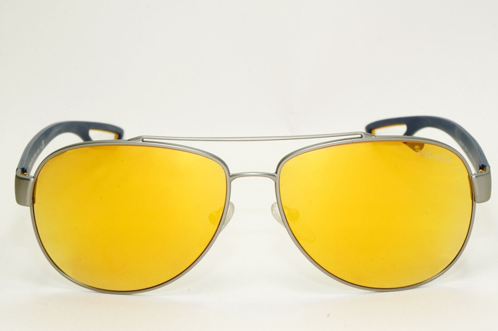Prada Sunglasses Gold Mirror Pilot Dark Blue PS55QS SPS 55Q DG1-5N0 59mm 260724