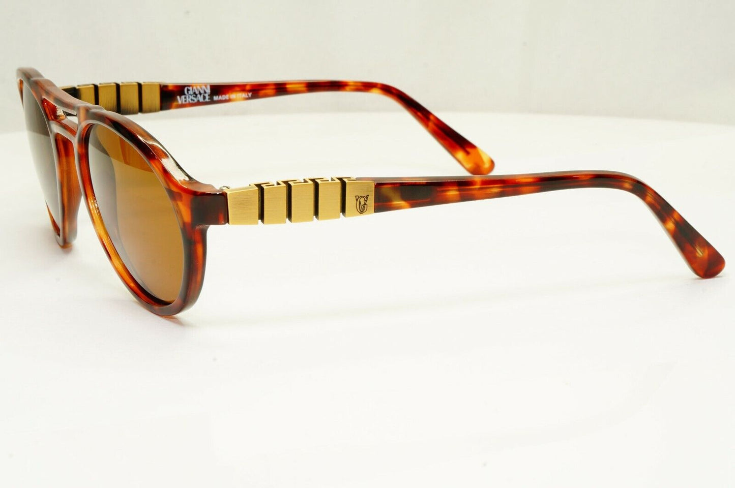 Gianni Versace 1996 Mens Vintage Brown Gold Sunglasses Meander MOD 535 COL 806
