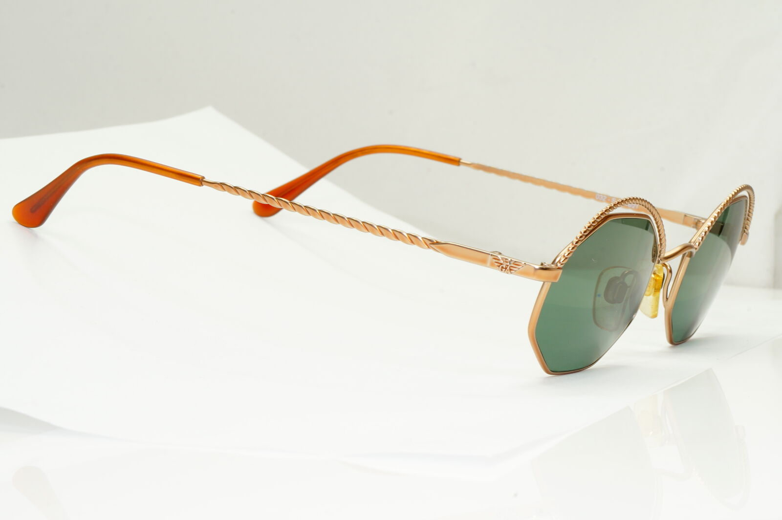 Emporio Armani Sunglasses 1997 Vintage Hexagonal Braid Gold Green 032-S 816/21