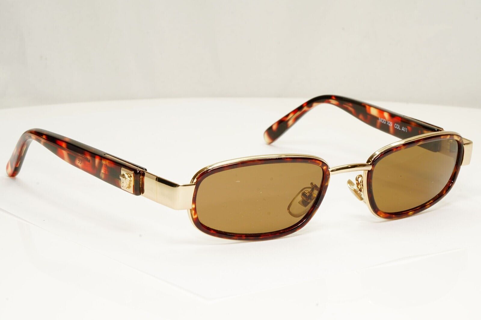 Gianni Versace 1996 Vintage Brown Gold Medusa Metal Sunglasses MOD X29 COL A11