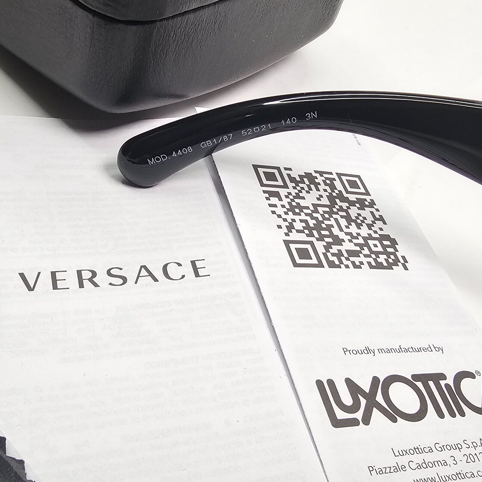 Versace Sunglasses Chain Black Gold Medusa Dark Grey MOD VE 4408 GB1/87 52mm