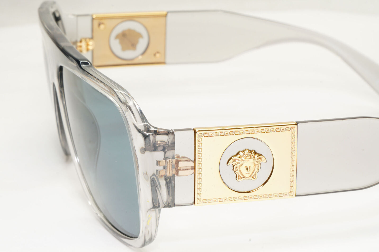 Versace Sunglasses Transparent Grey Gold Square Medusa Biggie MOD 4436-U 5305/80
