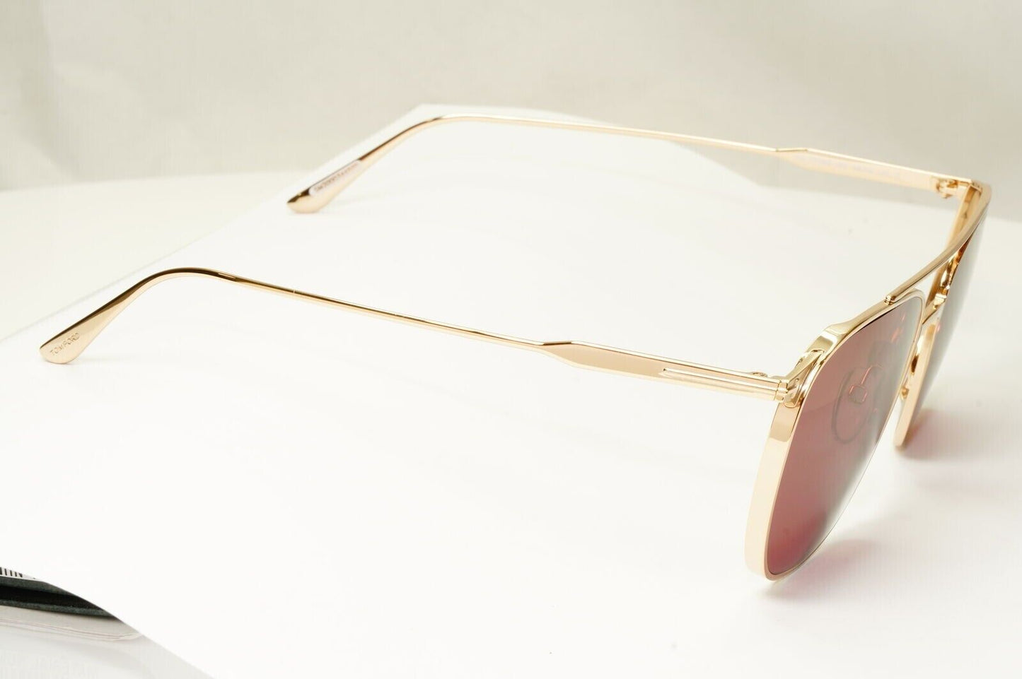 Tom Ford Gold Maroon Red Sunglasses Metal Square Pilot Kip TF 692 28S [B] 38998