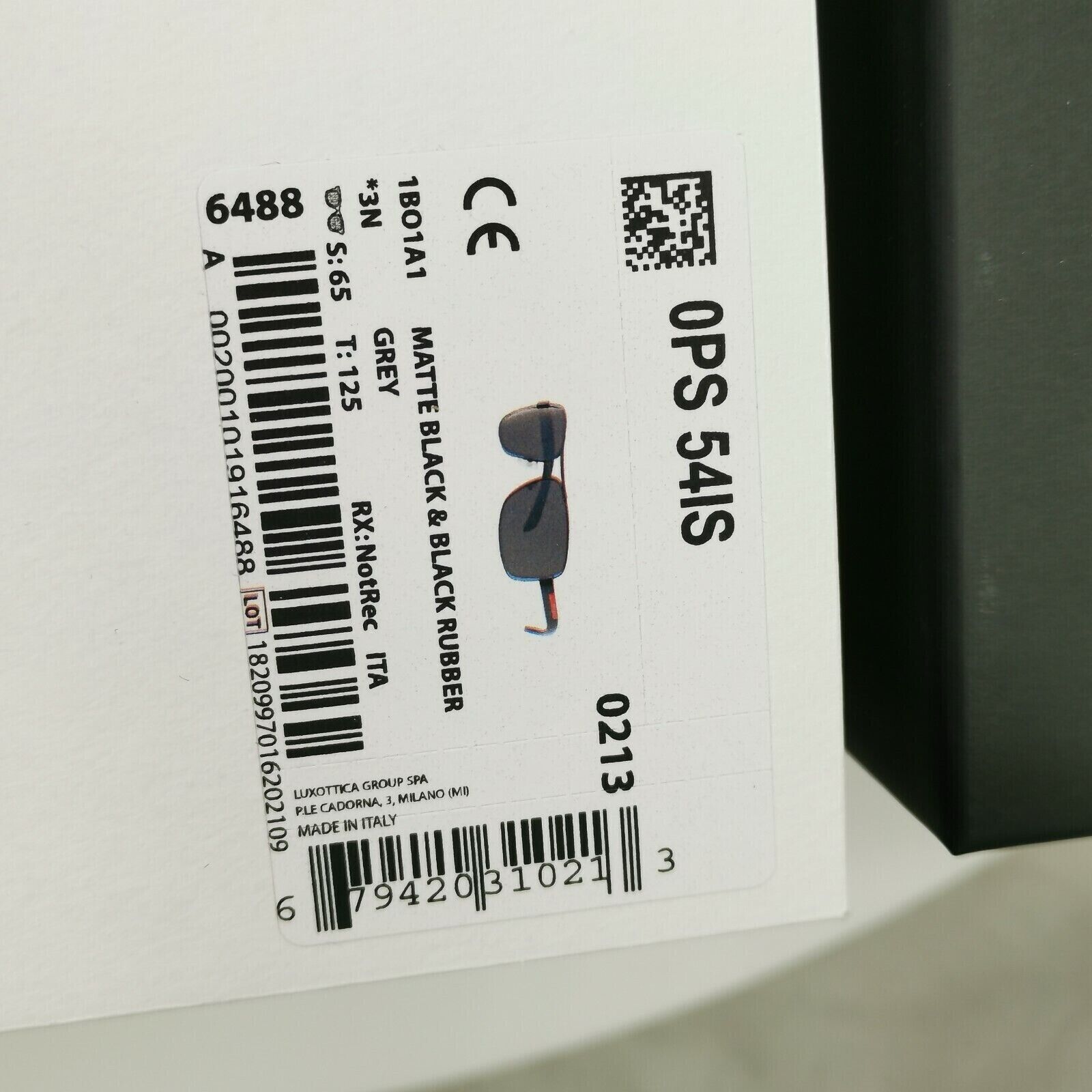Prada Sunglasses Black Square Square Metal Sport Red Stripe SPS 54I 1BO-1A1 [C]