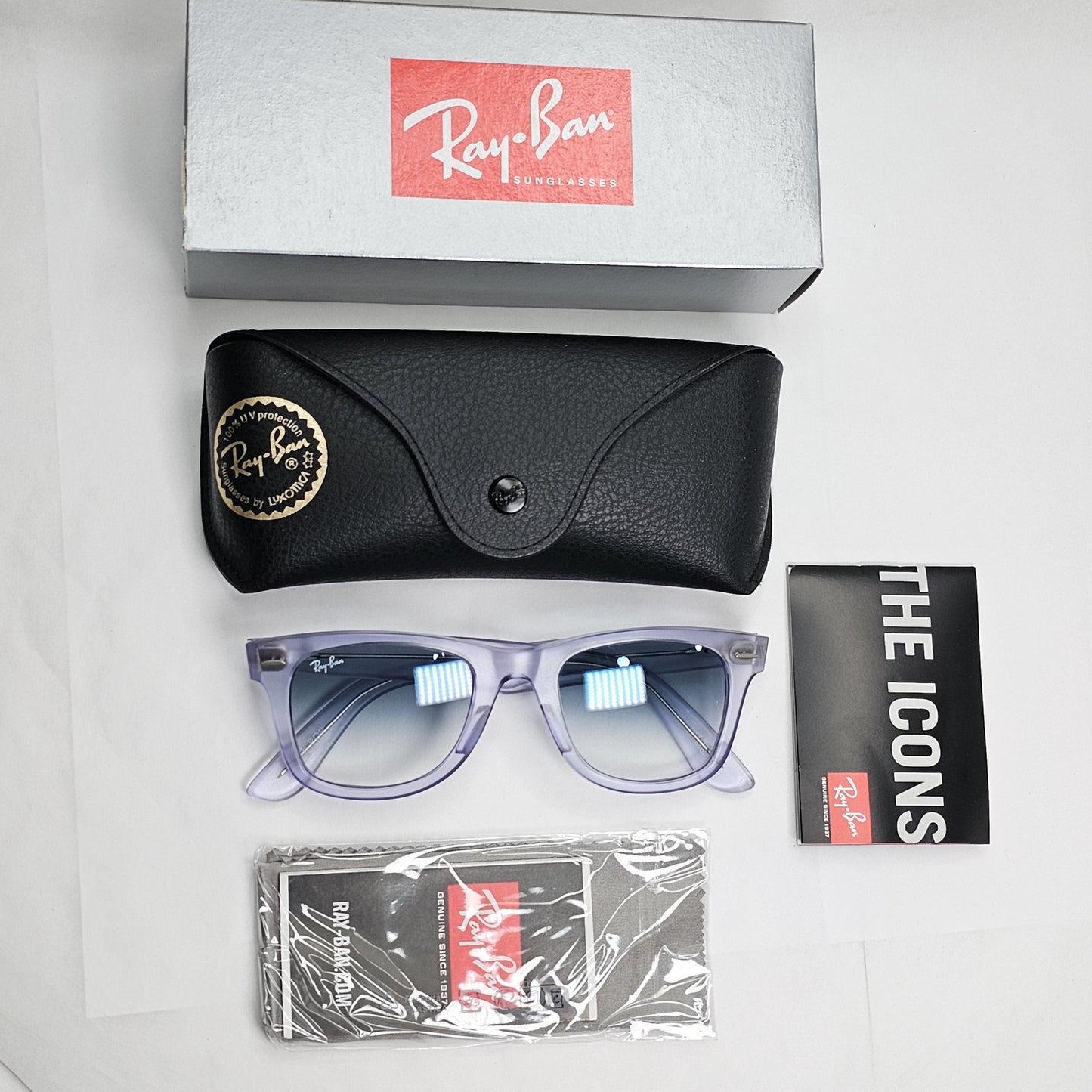 Ray-Ban Sunglasses Wayfarer Ice Pop Grape Transparent Blue RB 2140 6060/3F 50mm