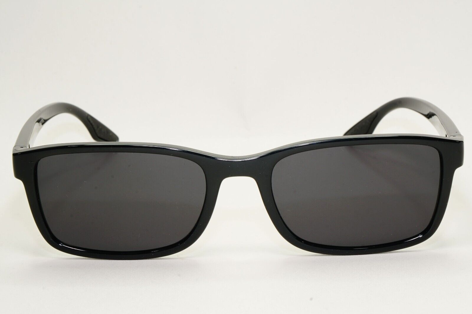 Prada Sunglasses Black Glossy Square Red Linea Rossa PS09OV VPS 09O 1AB-1O1 55mm