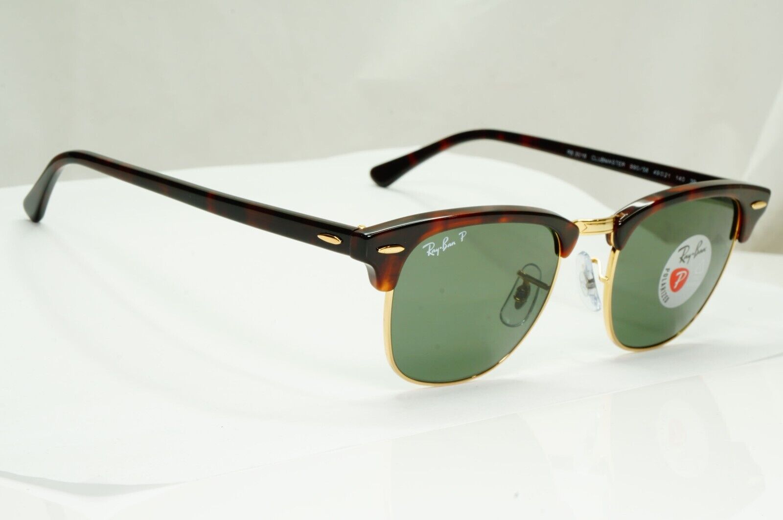 Ray-Ban Sunglasses Clubmaster Polarised Brown Tortoise Green RB 3016 990/58 49mm