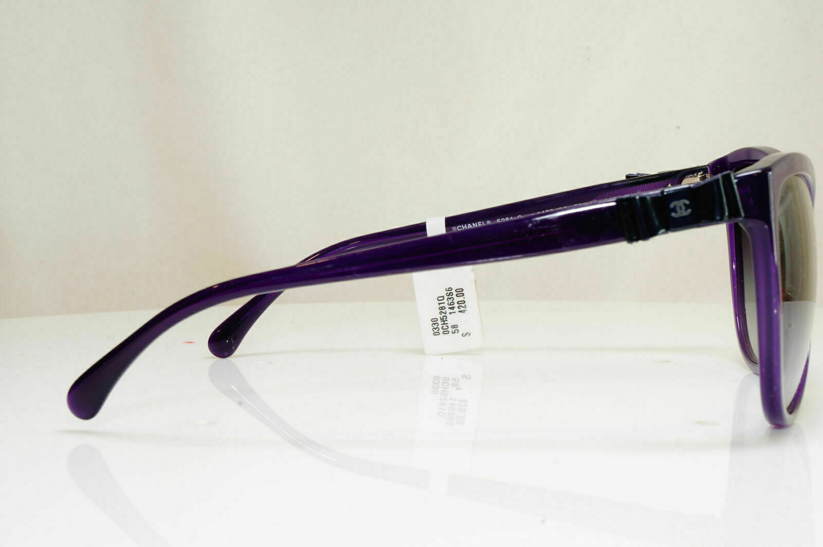 Authentic CHANEL Womens  Sunglasses Violet Purple Square Bow 5281 1463/S6 26762