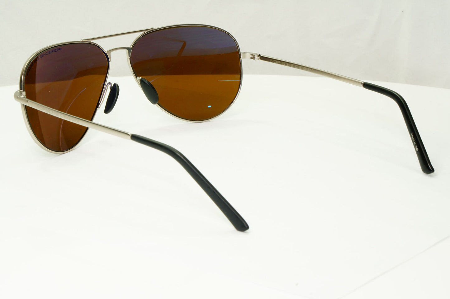 Porsche Design Polarised Sunglasses Brown Pilot Palladium Silver P8508 M 60mm