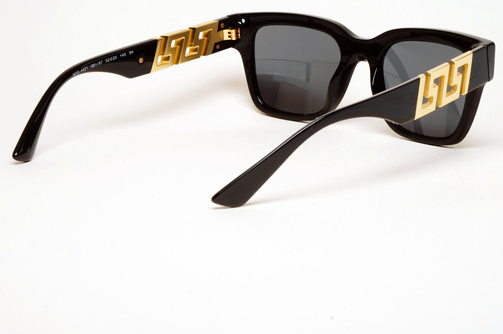 Versace Sunglasses Black Gold Meander Square MOD VE 4421 GB1/87 52mm