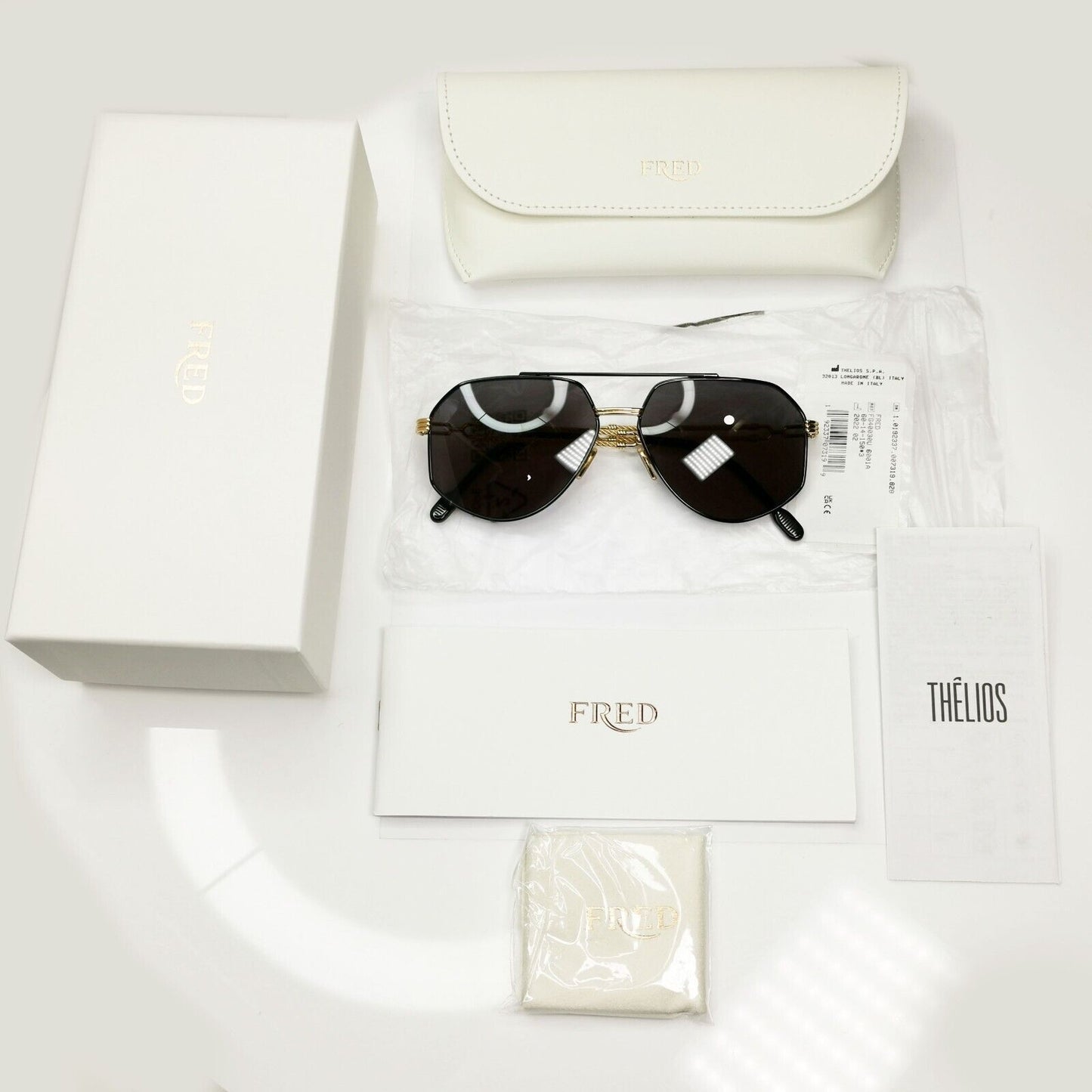 Fred Sunglasses Pilot Gold Black Square Cable Twist Metal FG40030U 01A Force 10