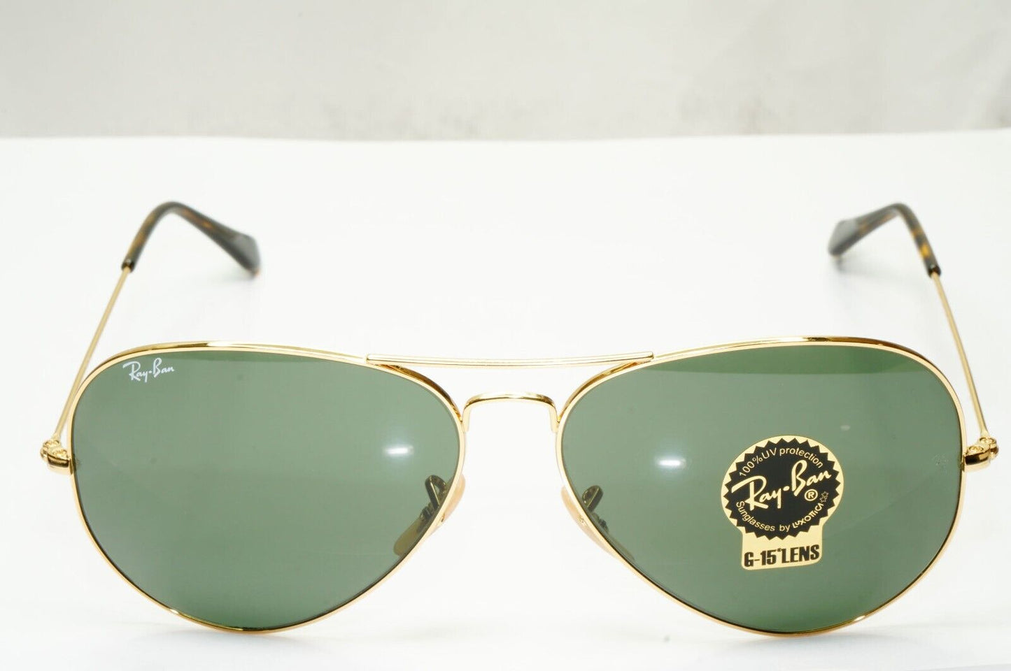 Ray-Ban Sunglasses Aviator Gold Arista Green G15 Large Metal RB 3025 181 62mm
